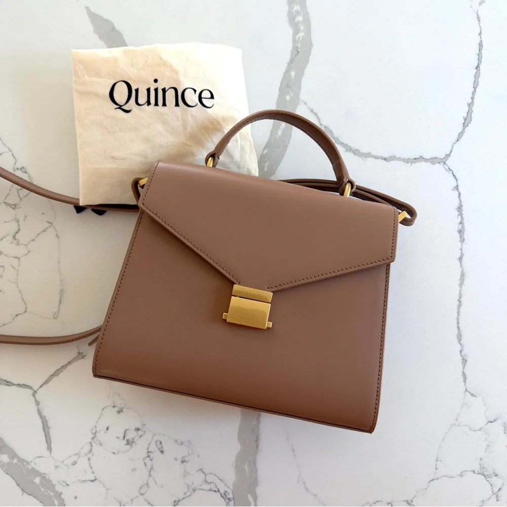 Quince Italian Leather Top Handle Crossbody Satchel NWOT - Picture 5 of 7